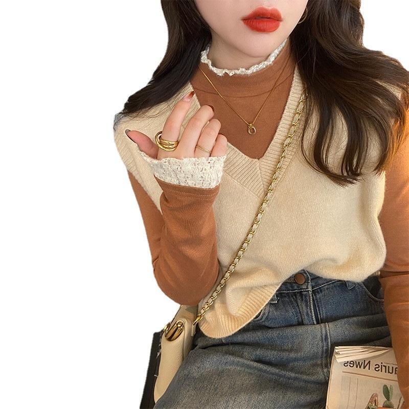 Semi-turtleneck German Velvet Bottoming Shirt for Women's Foreign Style Inside, New Long-sleeved T-shirt for Spring, Autumn and Winter