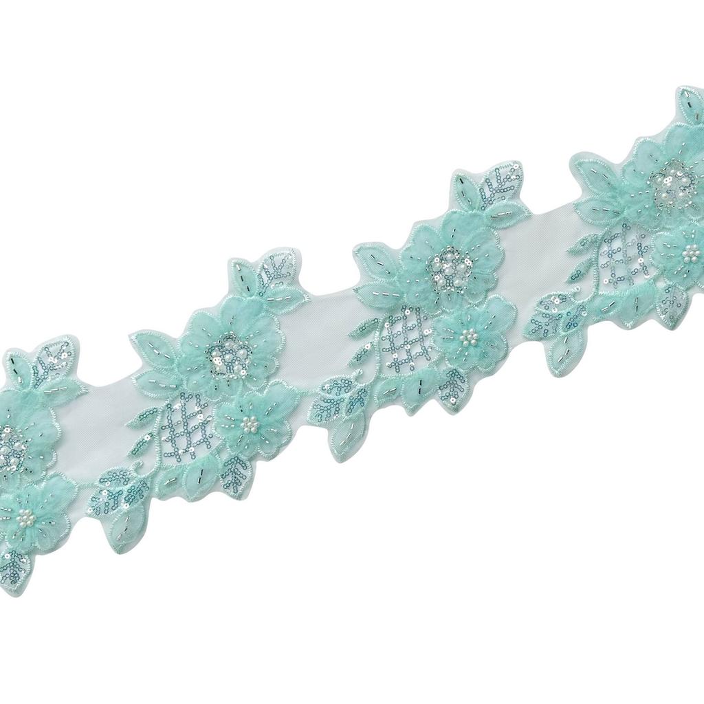 Colored Lace Eugen Dress Beaded Sequins Flowers Barcode Clothing Dress Wedding Dress Decorative Lace