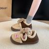 Warm outdoor non-slip Velcro cotton slippers women's versatile cute scarf bear parent-child Doudou shoes 2025 winter