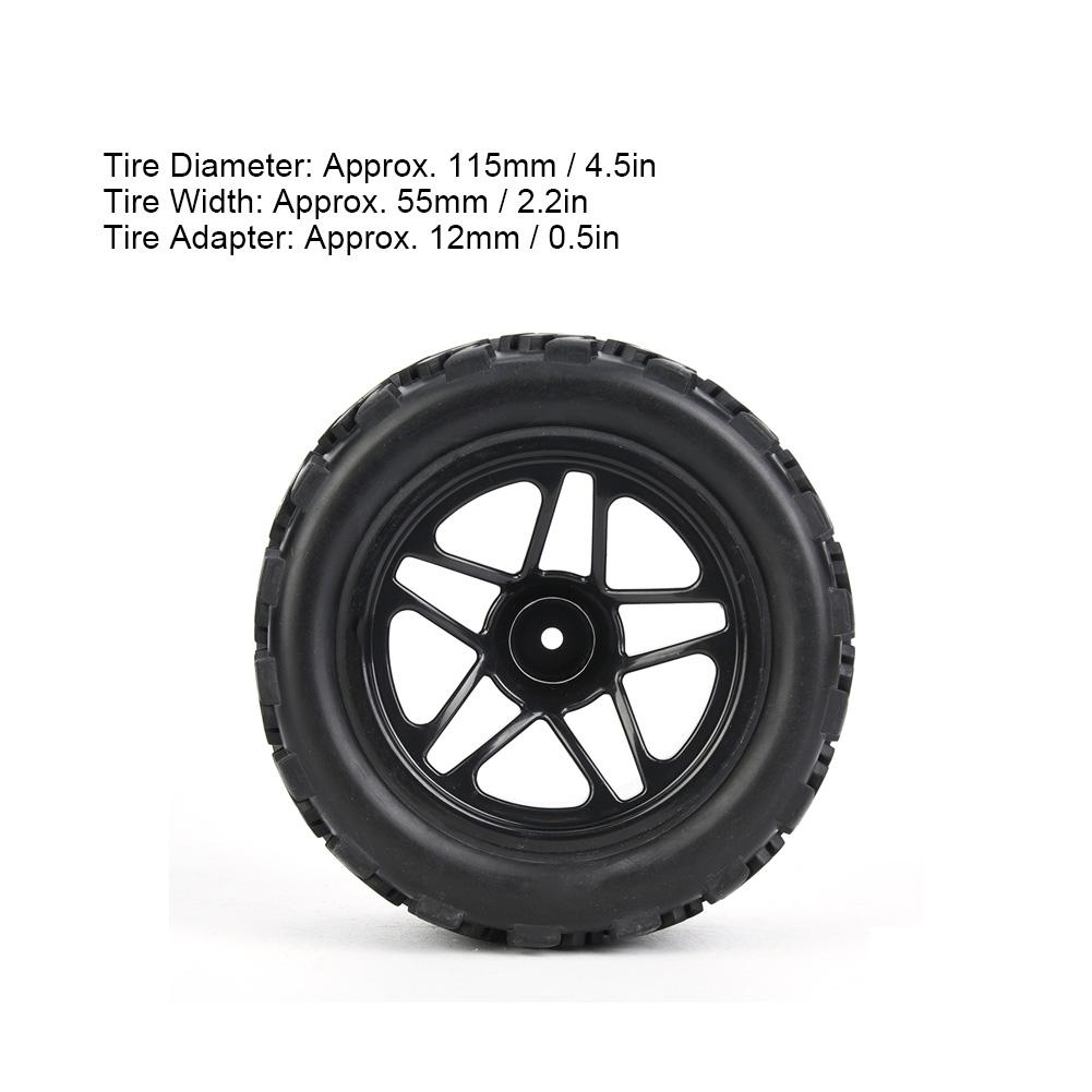 1 10 Universal Remote Control Vehicle Wheels Car Tires RC Car Accessory 115mmBlack