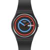 SWATCH New Gent Series Quartz Movement 30 Meters Waterproof Unisex Swiss Watch 34mm Black Dial Plastic Case Silicone Strap SO28B706