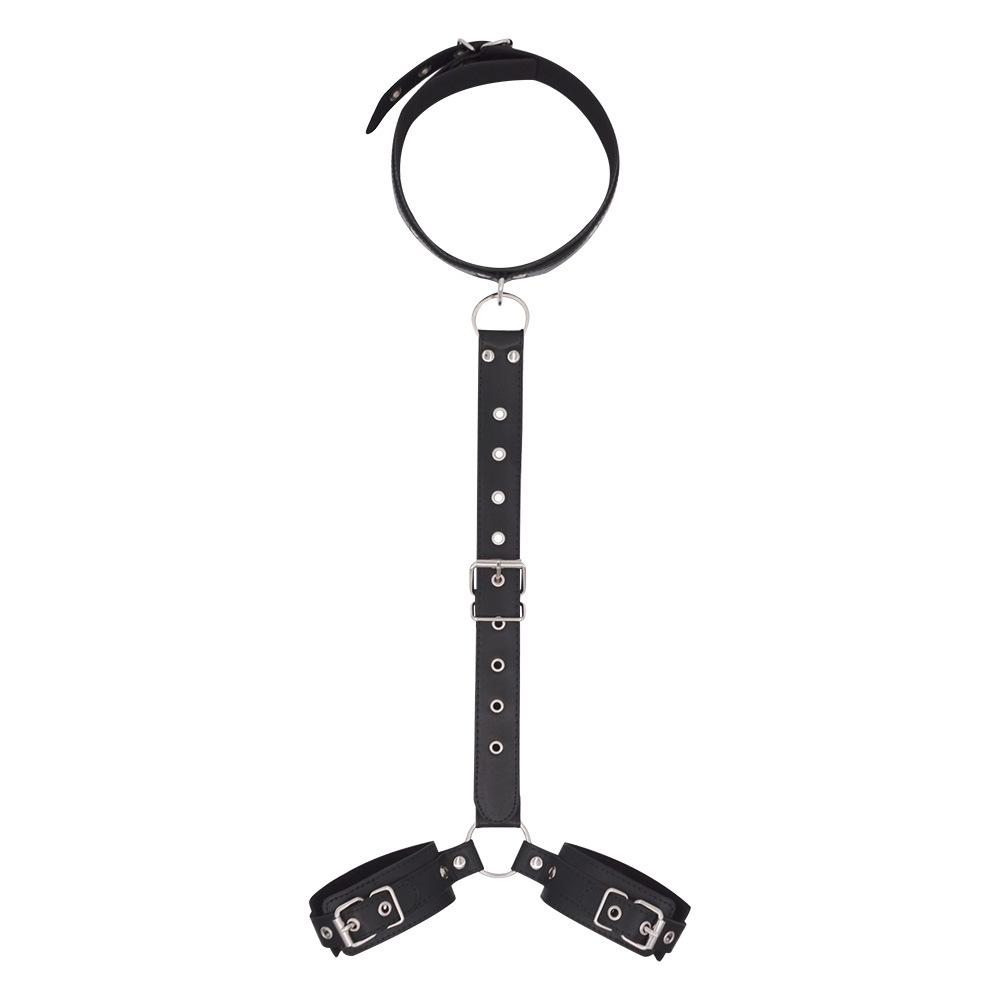 Sex Handcuff Wrist Tied with Neck Collar BDSM Sex Toys for Women Fetish Self Bondage Adult Games SM Handcuff Sex Straps