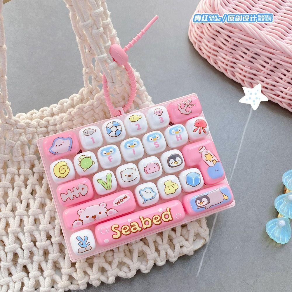 Cute Design Decompression Button Toy Creative Style Keyboard Keychain  Popular Pendant