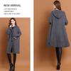 Retro Twisted Knitted Cardigan for Women Large-sized Mid-length Sweater Coat Autumn and Winter Wear Knee-length Hooded Knitted Overcoat