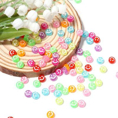 100 Pcs Acrylic Transparent Smiley Face Round Spacer Beads for DIY Bracelets