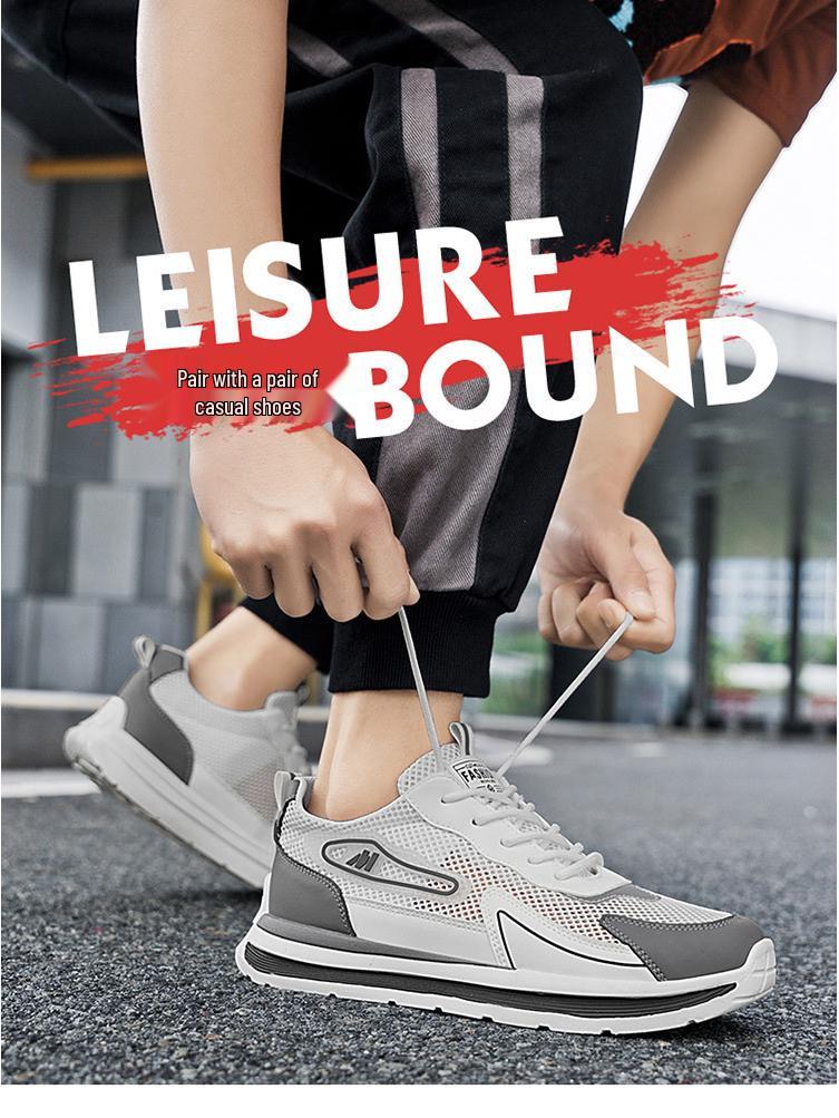 2025 Men's Breathable Mesh Sneakers: Trendy, Versatile, Thick-Soled Casual Dad Shoes