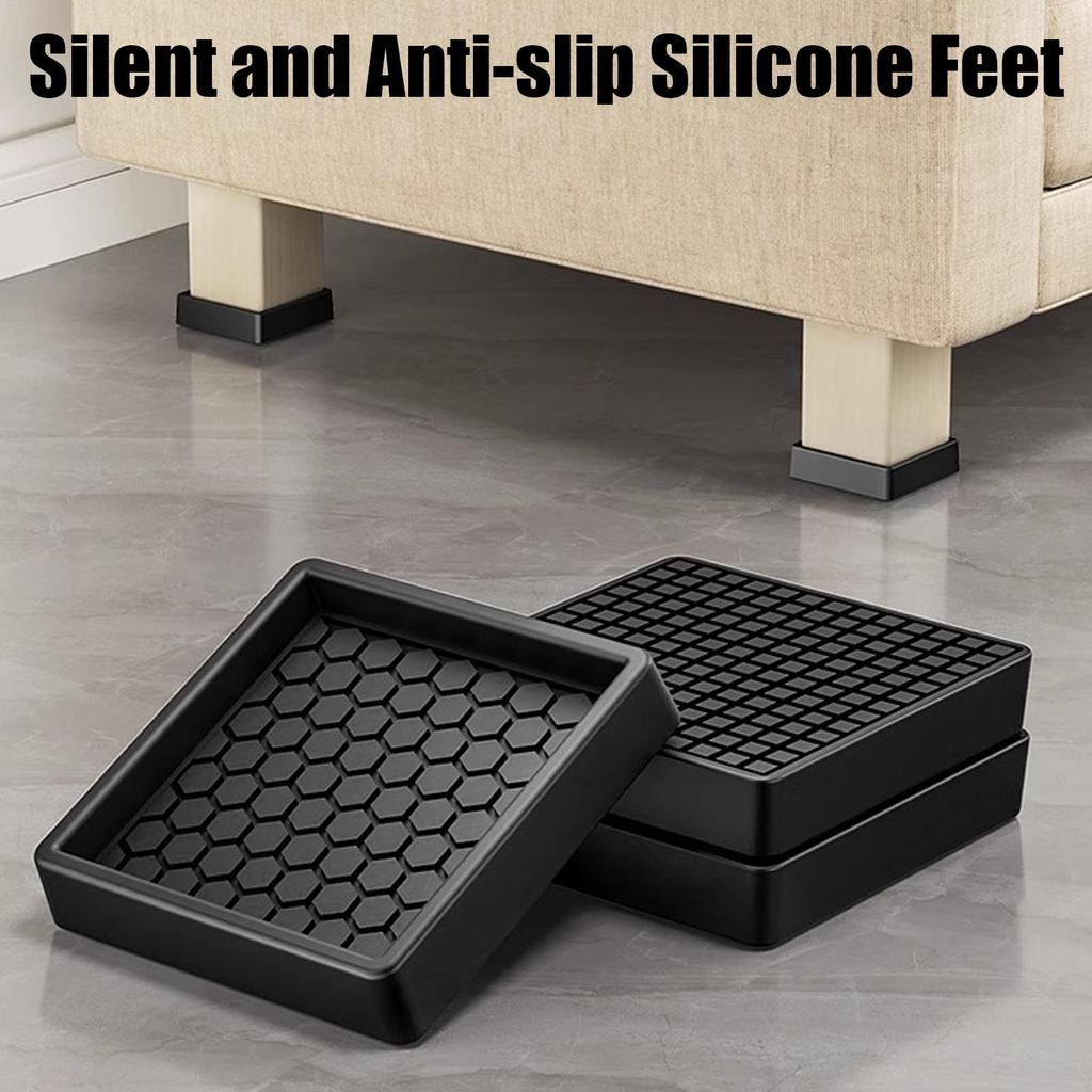 Non Slip Furniture Pads 4 Pieces Silicone Anti Skid Caster Cups Furniture Sliders for Hardwood Floors for Bed Couch Cabinet Sofa