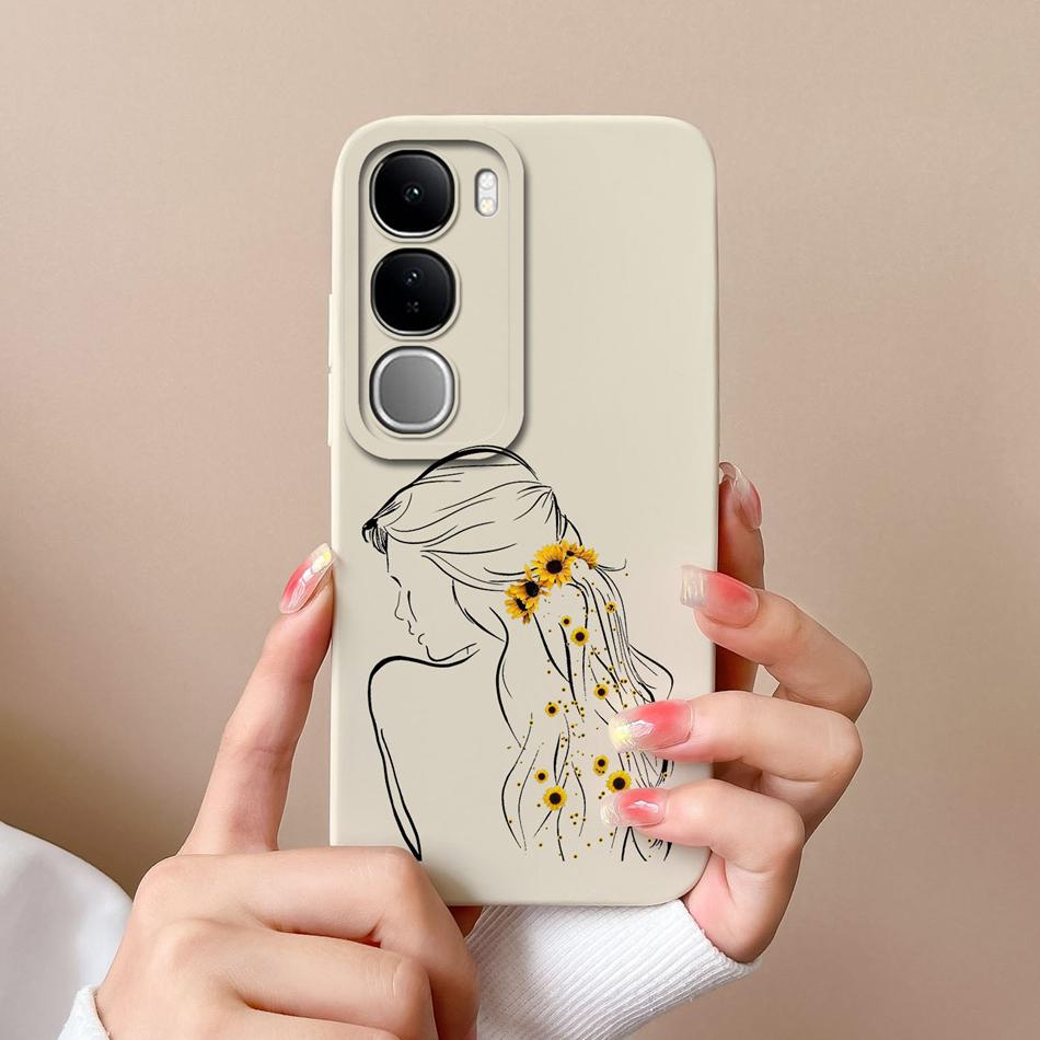 For Vivo V40 Lite V40SE Y200 Y300 Case Simple Heart Liquid Silicone Camera Protection Back Cover For Vivo V 40 Lite V40 SE Funda