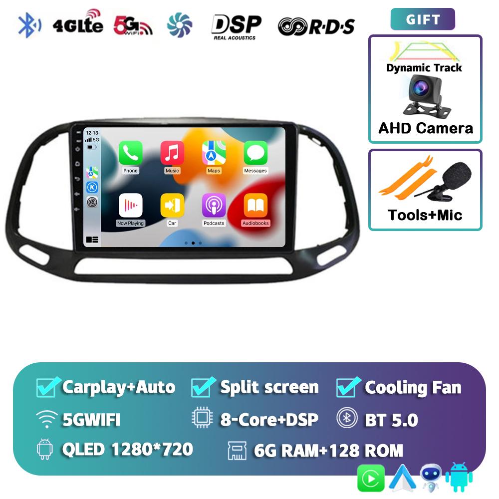 Android 14 Carplay Auto Car Radio For Fiat Doblo 2015 2016 2017 2018 2019 Multimedia GPS Video Player Navigation Stereo 2din DVD