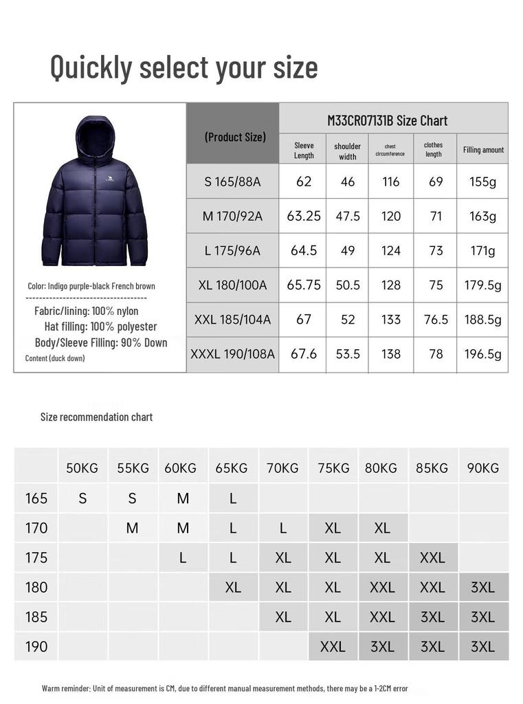 CAMEL Unisex Hooded Anti-Static Thickened Down Jacket