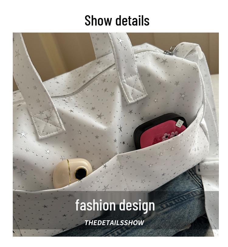 Star Print Large Canvas Crossbody Travel and Fitness Bag