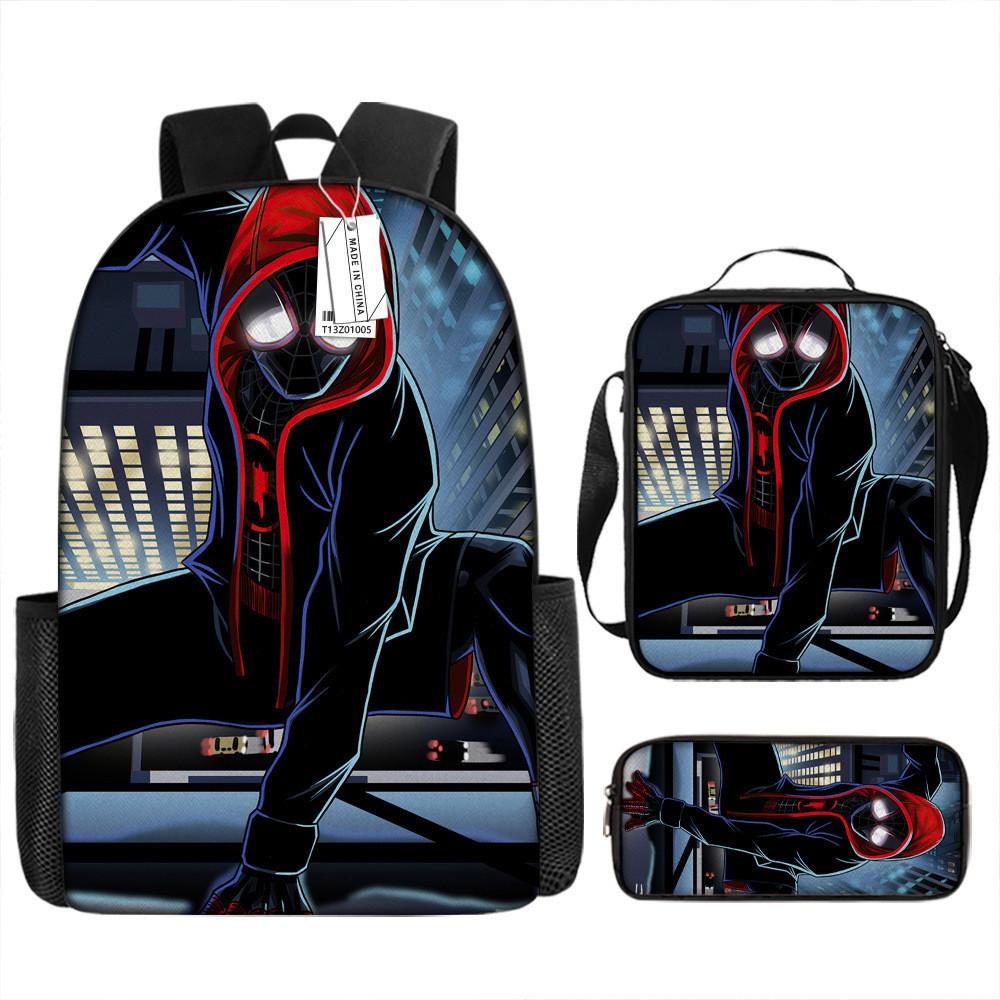 Spiderman School Backpack Set With Oxford Fabric Breathable Waterproof For Kids