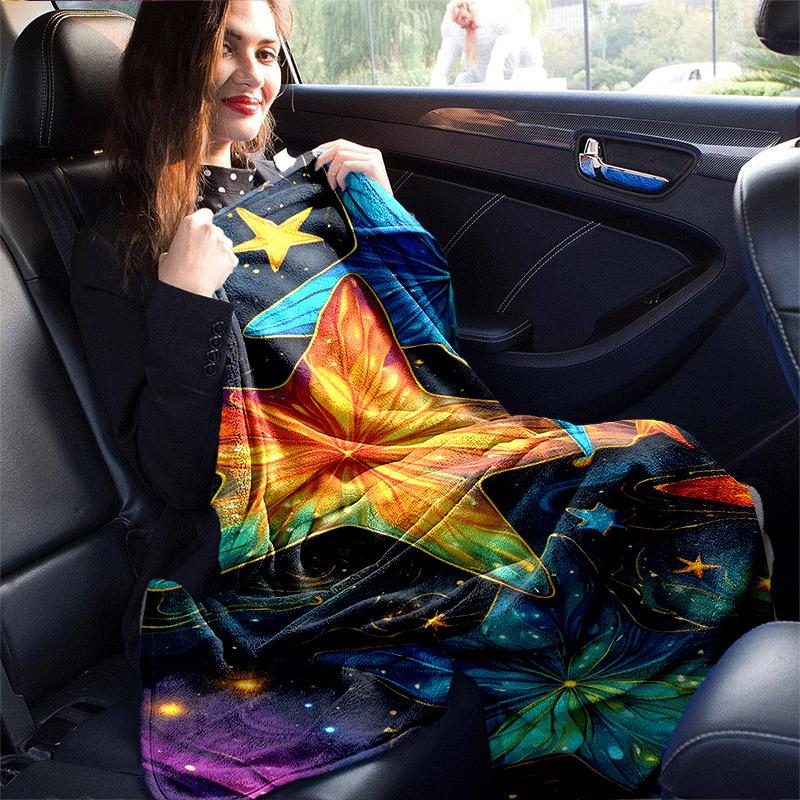 1pc Colorful Starfish Printing Lightweight Flannel Blanket, Comfortable and Warm Blanket, for Camping Sofa Bed and Couch Office, Gift