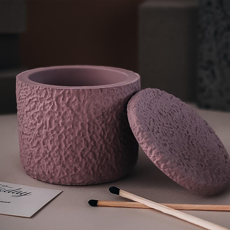 4PCS DIY Gypsum Cement Gypsum Candle Cup Smooth Surface with Cover Flower Face Cover Mirror Silicone Mold Creative Ornament