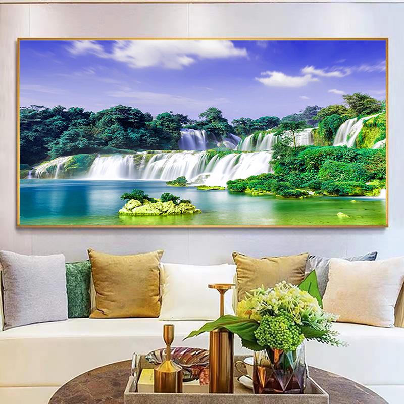 DIY Diamond Painting Waterfall Scenery Diamond Embroidery Landscape Cross Stitch Living Room Art Wall Painting Home Decorative