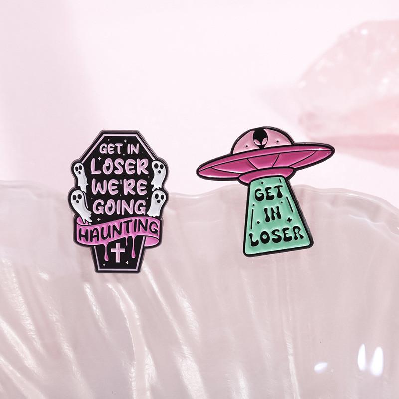 Purple Cartoon Creative Skull Brooch With Eyecatching Letters For Outfits Fashionable