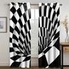 Schwindelerregende Illusion Schwarz-Weißes Gitter Abstrakt Dicke Fenstervorhänge für Wohnzimmer Schlafzimmer Heimdeko Hochverdunkelnder Vorhang