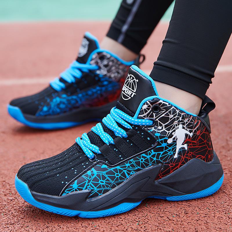 Zapatillas de baloncesto juveniles para hombre de caña alta de malla transpirable, antideslizantes y resistentes al desgaste, zapatillas de combate real para estudiantes, zapatillas deportivas para niños, para mujer