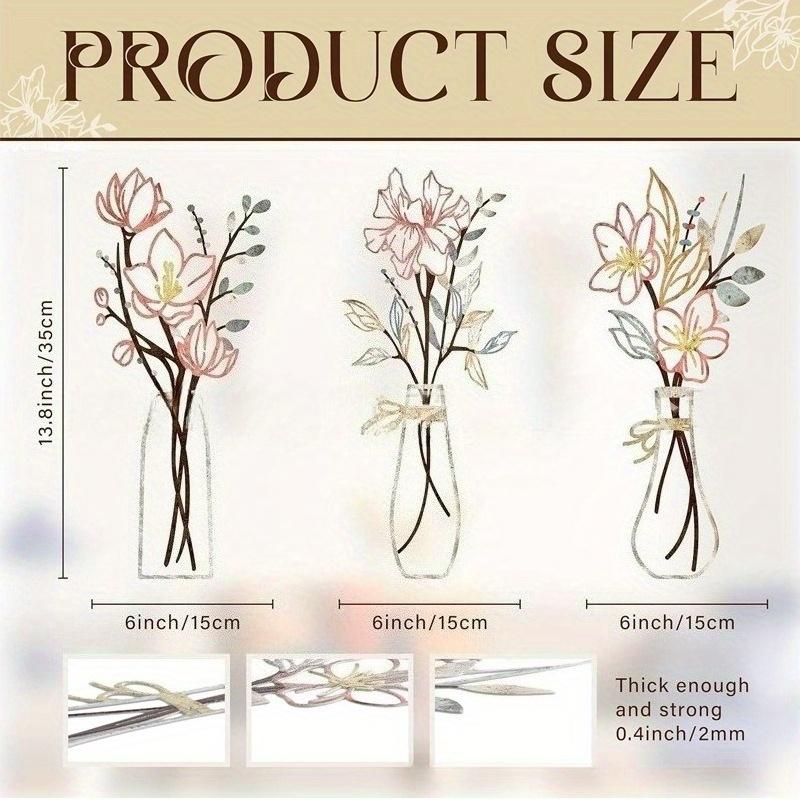 3Pcs Set of Metal Floral Wall art Decoration for Home Living Room Study Office Wall Decoration Holiday Decoration