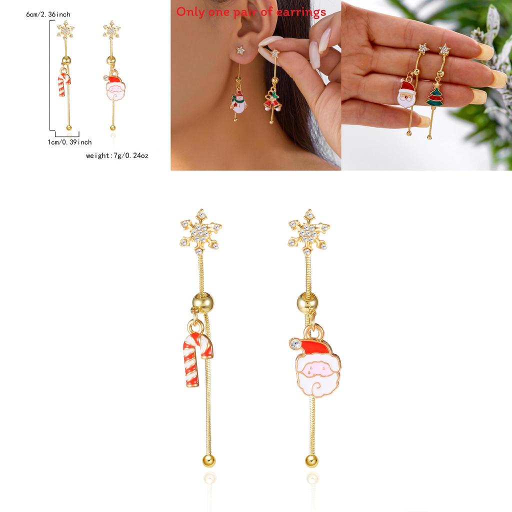 Fashion Christmas Earrings With Santa Claus And Bell Elements For Holiday Party Wear
