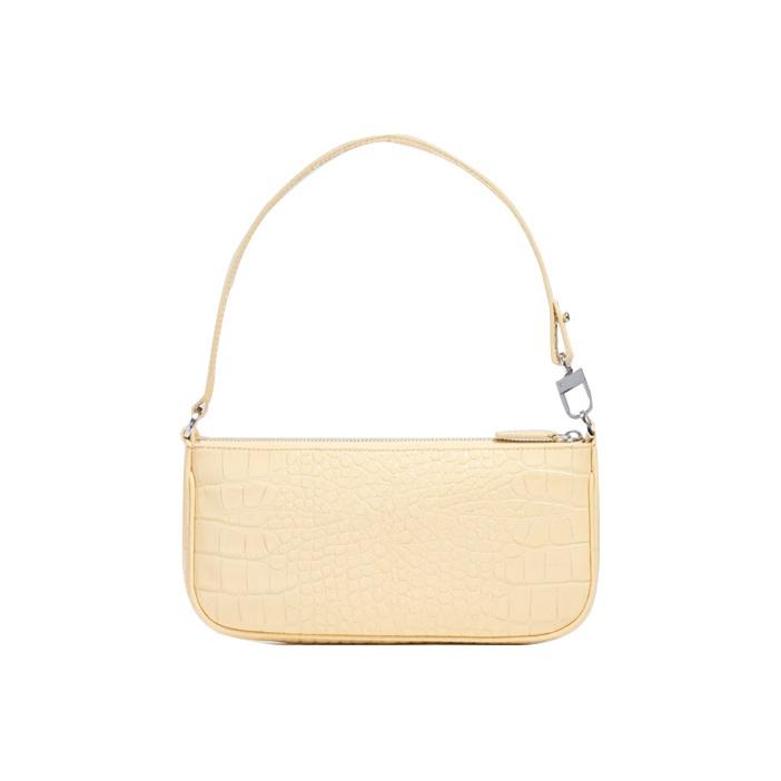 By Far Rachel Series Crocodile Pattern Underarm Bag Leather Handbag Shoulder Bag Women handbags Goose-Yellow 21CRRCLSWHTDMED-WHT