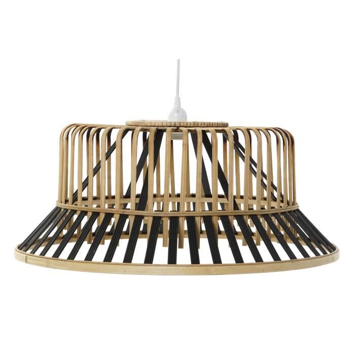 Suspension - Marron et Noir - Bambou - 50W - 60x60x25 cm