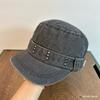 Vintage Street Wear Beret Cap for Women Duckbill Hat Jeans Hat with Rivet Flat Top Newsboy Hat for Female