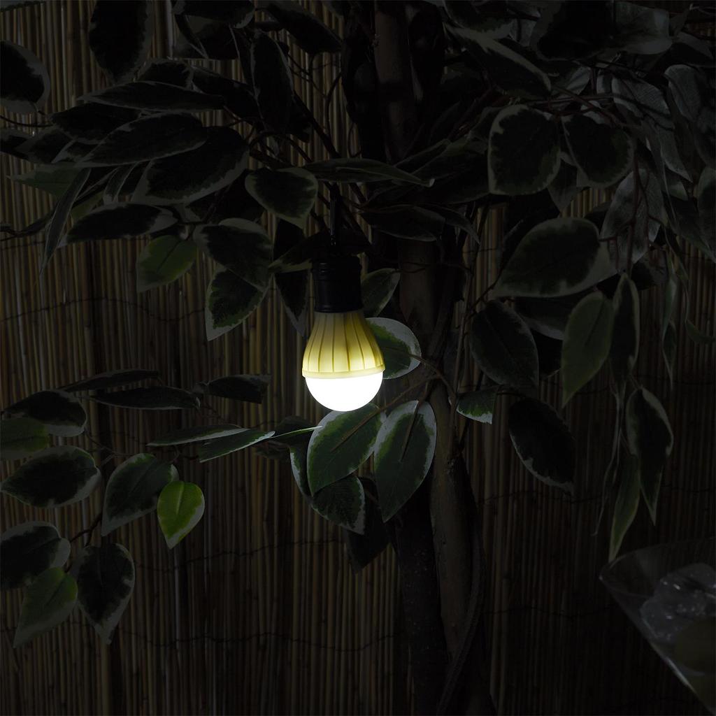 Camping Lamp, Light Gray, Battery-Powered, Hanging Bulb