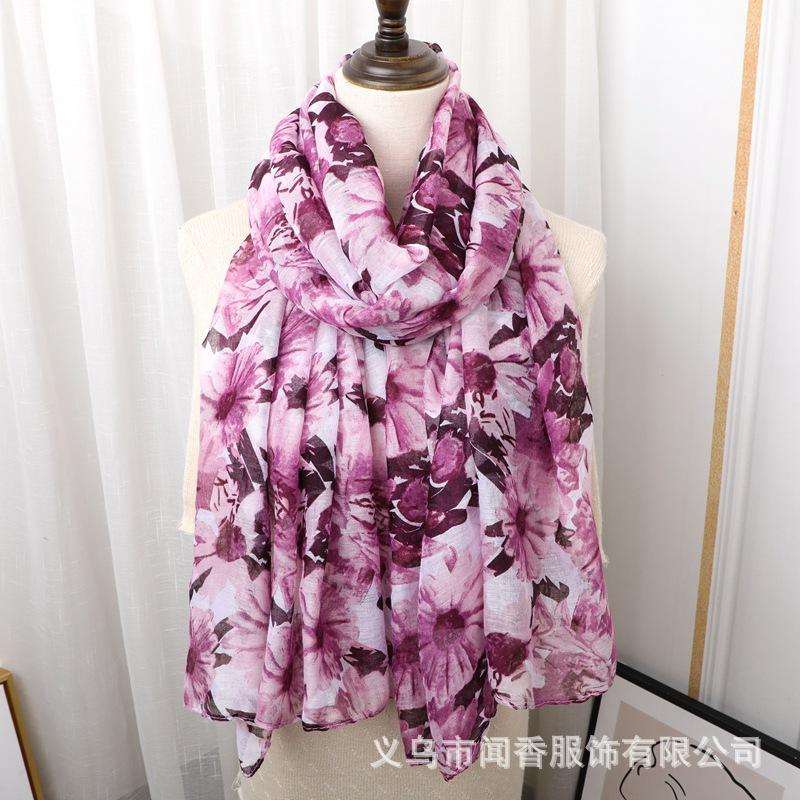 

180*90cm Retro Ethnic Scarf, Large Size Cotton Linen Silk Scarf One Size