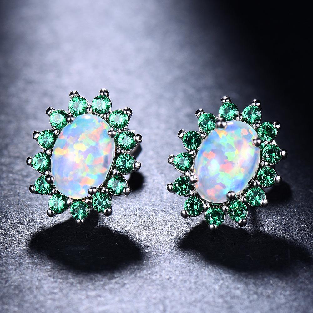 Personalized Oval Edged Diamond Studded Earrings with Small Diamonds