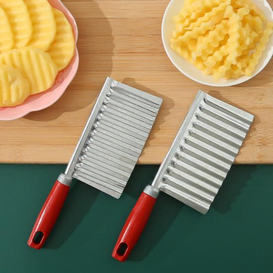 2Pcs Stainless Steel Potato Cutter Chopper Vegetable Fruit Crinkle Corrugated Slicer Egg Salad Ingredient Cutter Kitchen Gadget
