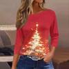 3/4 Length Sleeve Womens Tops Floral Print Vintage Fashion Casual Loose With Round Neck Plus Size Shirts