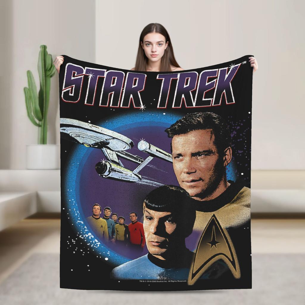 Stars Treks Discovery Enterprise Crest Blanket For Living Room Airplane Travel Flannel Bedspread Bed Cover