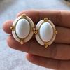 French Romantic Silver Needle Stud Earrings Electroplated Real Gold Stone Gemstone Enamel Glaze Ancient Stud Earrings