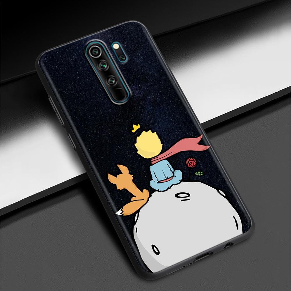 Mały Książę Gwiaździste Niebo Fox Obudowa Telefonu dla Redmi K40 K40S K50 6 6A 7 7A 8 8A 9 9A 9C 9T 10 10C Pro Plus Czarny Miękki Etui