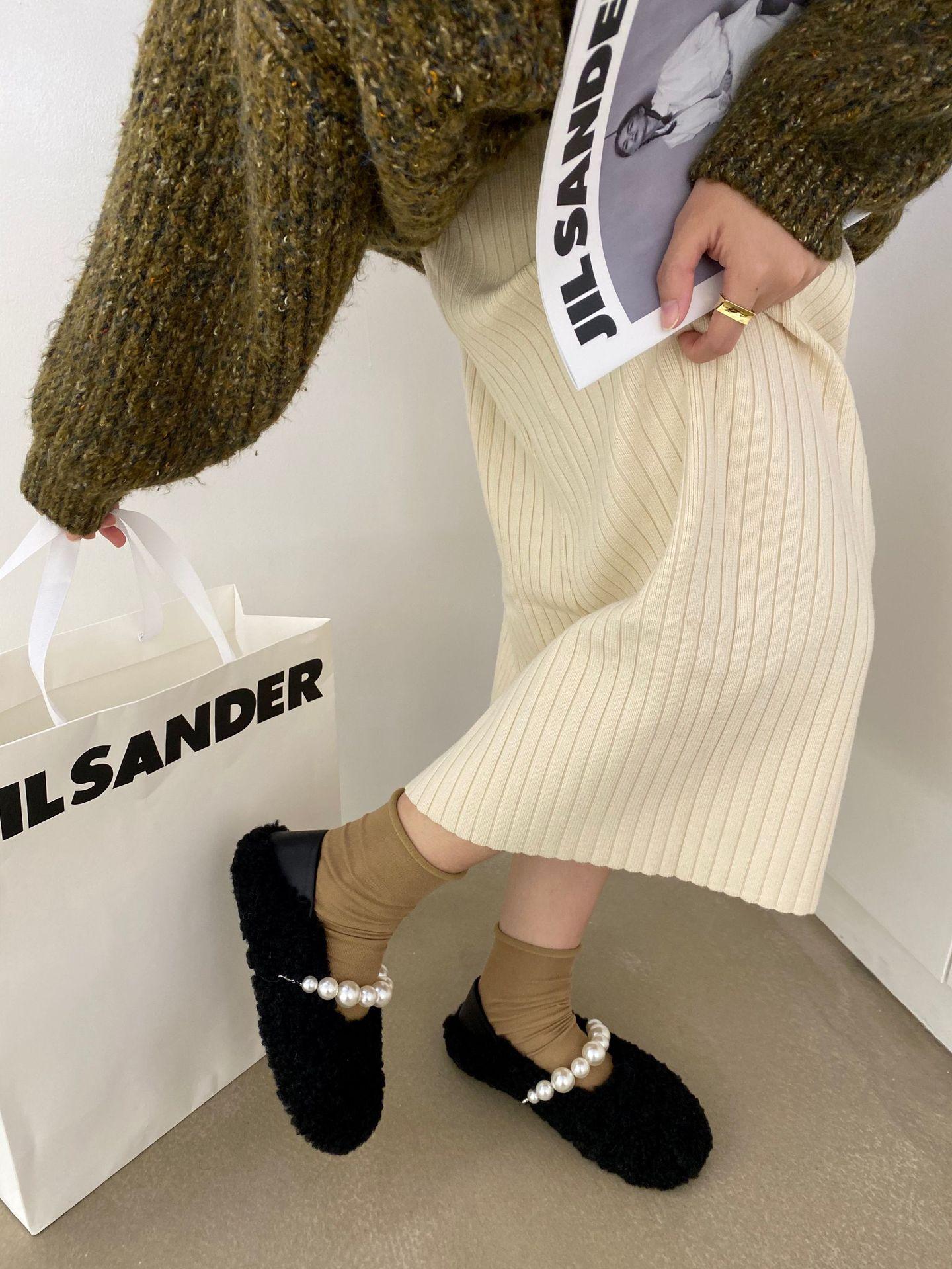 

Модные роскошные мокасины из вьющейся шерсти и меха женские флисовые туфли Мэри Джейн из хлопка зимняя обувь женская жемчужная теплая плюшевая обувь на плоской подошве 6 чёрный