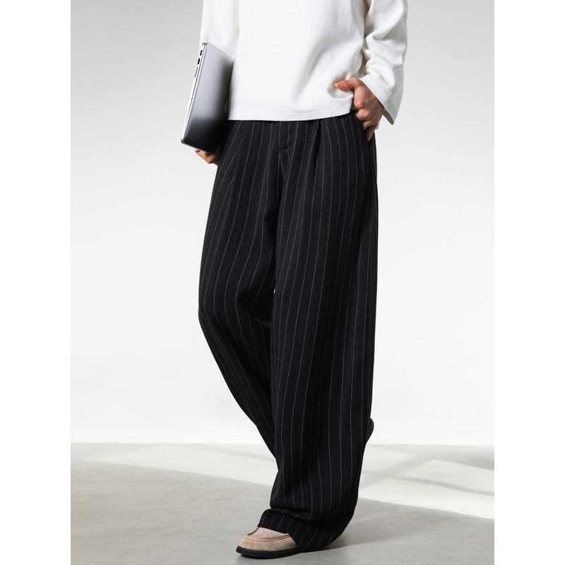 Wassup American Retro Vintage Wide-Leg Trousers for Men, Trendy Versatile Design, Straight-Leg Casual Drapey Long Pants