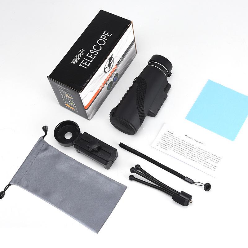 80x100 HD Monocular Telescope with High Magnification, Low-Light Night Vision, Phone Connectivity for Photography, Portable for Bird Watching
