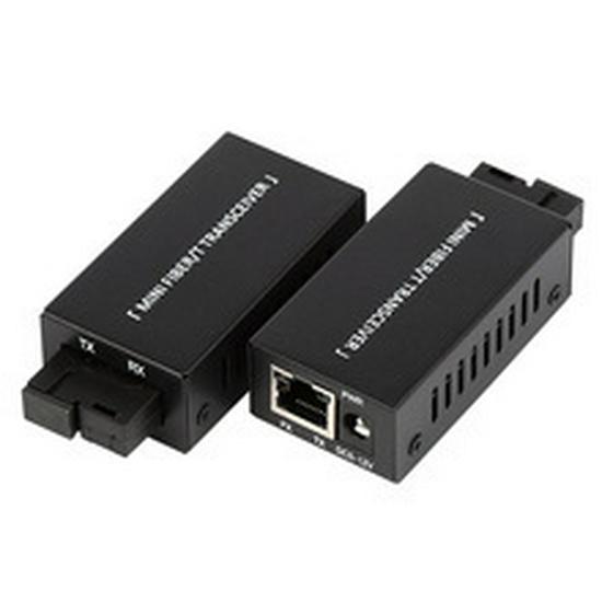 100 Megabit Mini Single-Mode Fiber Optic Transceiver, 1 Fiber, 1 Electrical, SC Port-A, Gigabit, Single-Fiber Pair