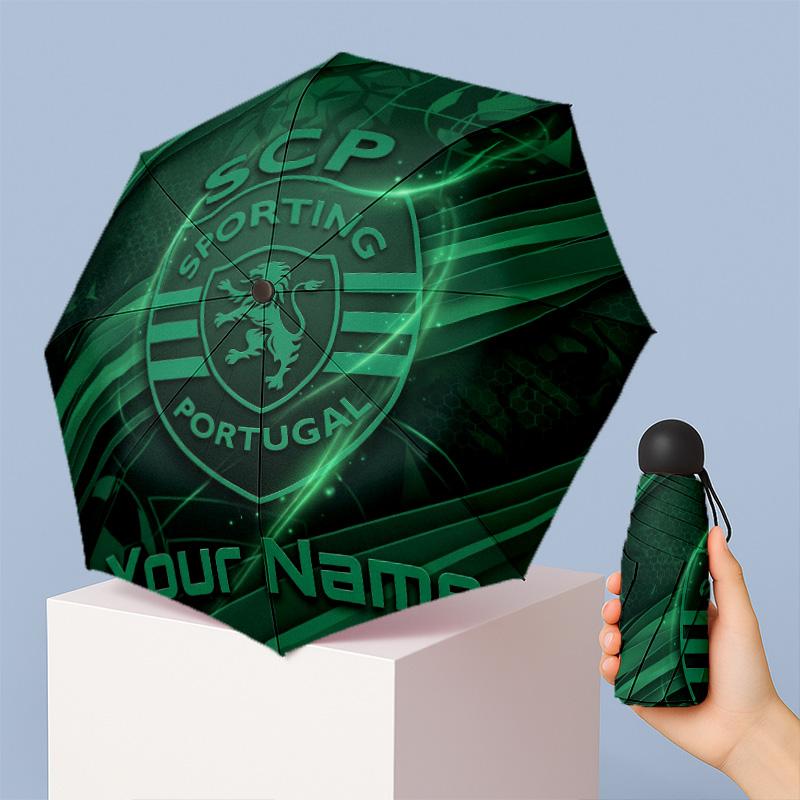 Sporting CP Manual Five Fold 8 Rib Umbrella Support Custom Text, Lightweight Travel Umbrella