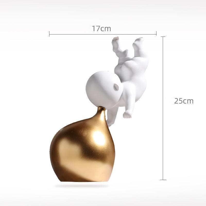 Simple Cute Resin Blowing Bubble Abstract Character Ornaments Home Room Table Sculpture Crafts Store Cafe Figurines Decoration