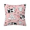 Cow Print Farm Animal Flower Theme Square Pillowcase Cushion Cover Pillow Case Throw Pillow Cover for Home Bedroom Car