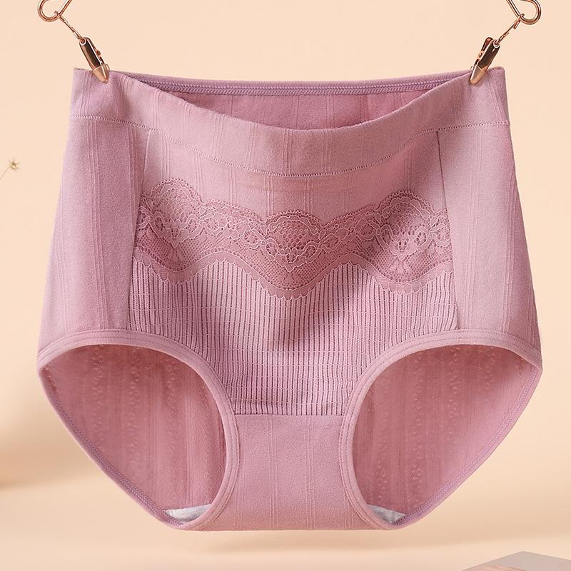Big Size Ladies Spring and Autumn Pure Cotton High Waist Belly Without A Mark Wrapped Hip Middle Aged Briefs