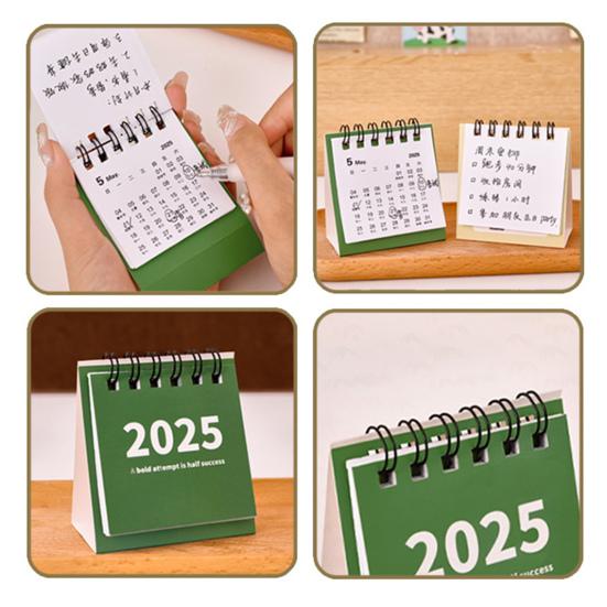 2Pcs 2025 Desk Calendar Mini Desktop Standing Flip Calendar Portable School Stationery Learning Planner Pocket Calendar
