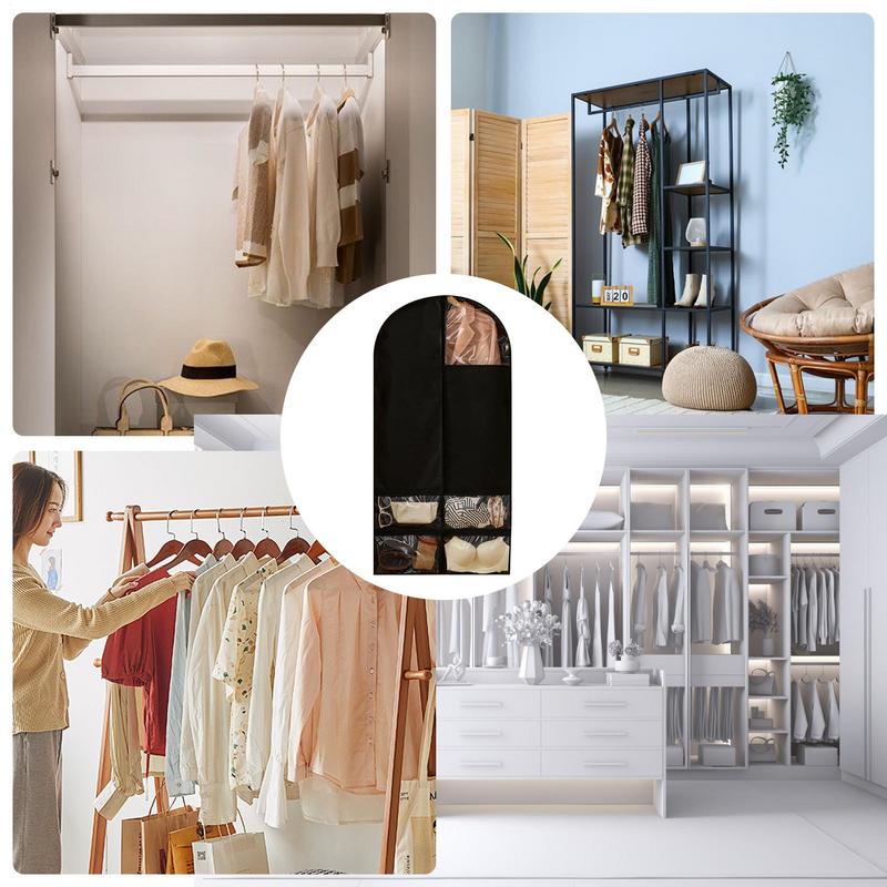 Suit Bags For Closet Storage Large Capacity Clothes Dust Cover With Clear Window Multifunctional 4 Grids Coat Protector Wardrobe