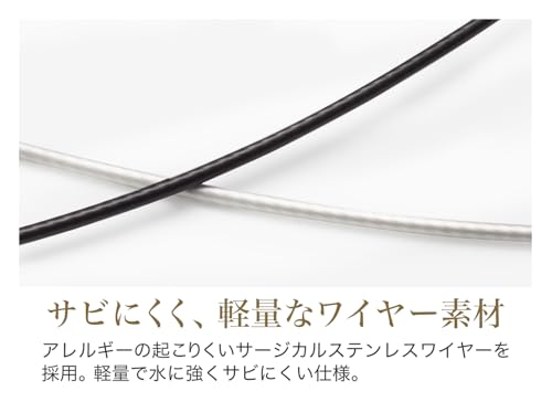 Phiten Black Onyx Wire Necklace, 40cm, Natural Stone, Wire Type, Men's and Women's, Lightweight, Metax, Health Accessory, Includes Case, Perfect Gift