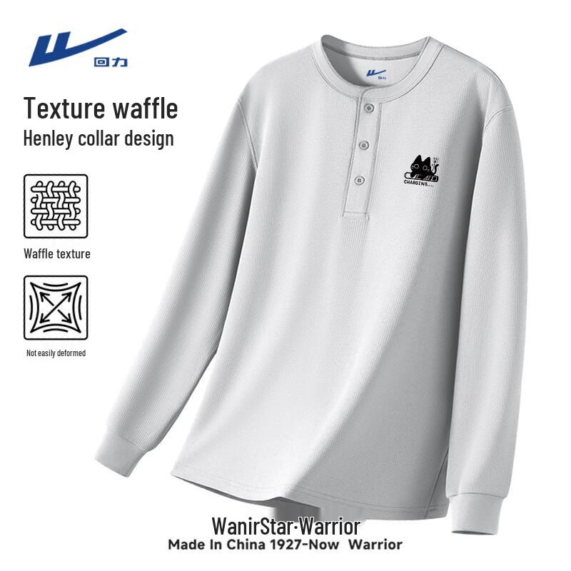 Warrior Men s Waffle Knit Henley Long Sleeve T-Shirt 3XL