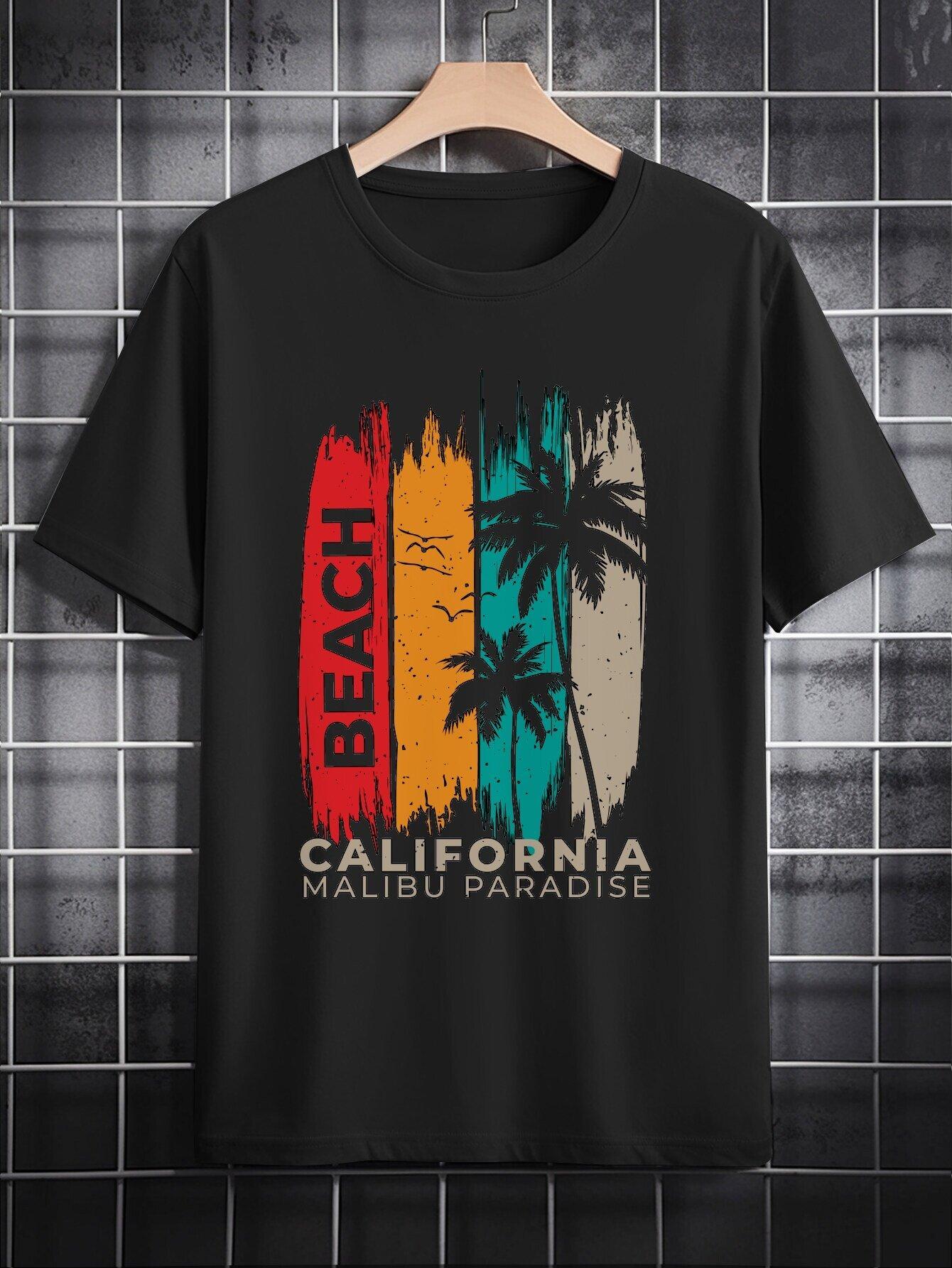 Casual California Beach Graphic T-shirt XXXXL