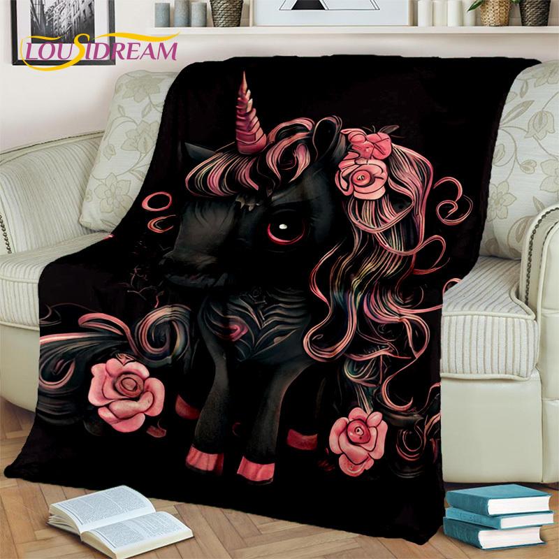 Cobertor de presente de aniversário de menina unicórnio fofo de desenho animado 3D, cobertor macio para casa, quarto, cama, sofá, piquenique, capa de viagem, cobertor para crianças