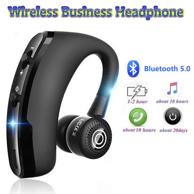 

Беспроводные бизнес-наушники Bluetooth 5.0, одиночные наушники с микрофоном, гарнитура с крючком, Hi-Fi стерео наушники с шумоподавлением для смартфона